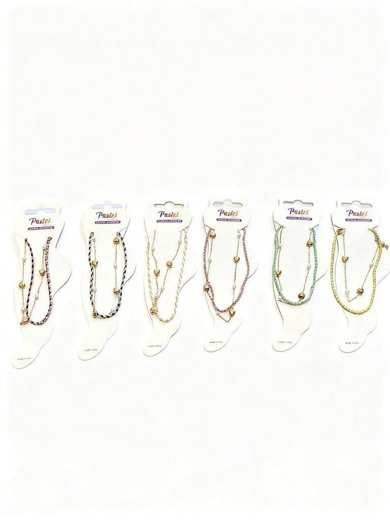 TOBILLERAS SET DE 2 CORAZON COLORES