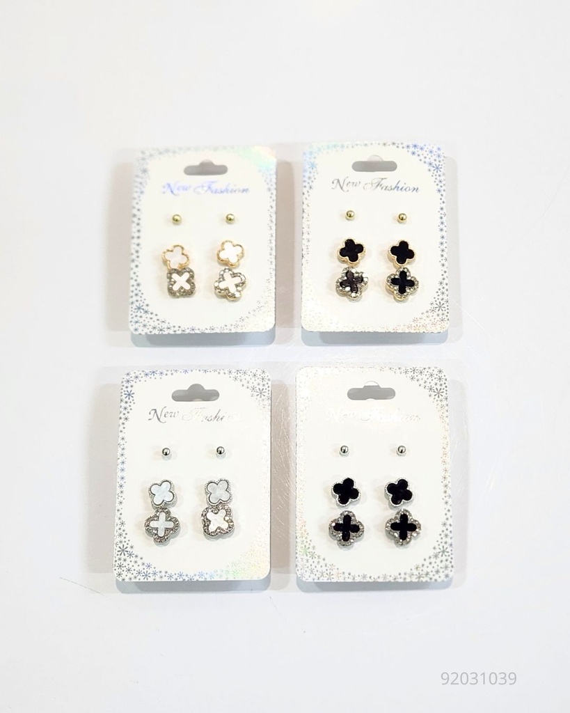 ZARCILLOS TOPITOS TREBOL SET DE 3