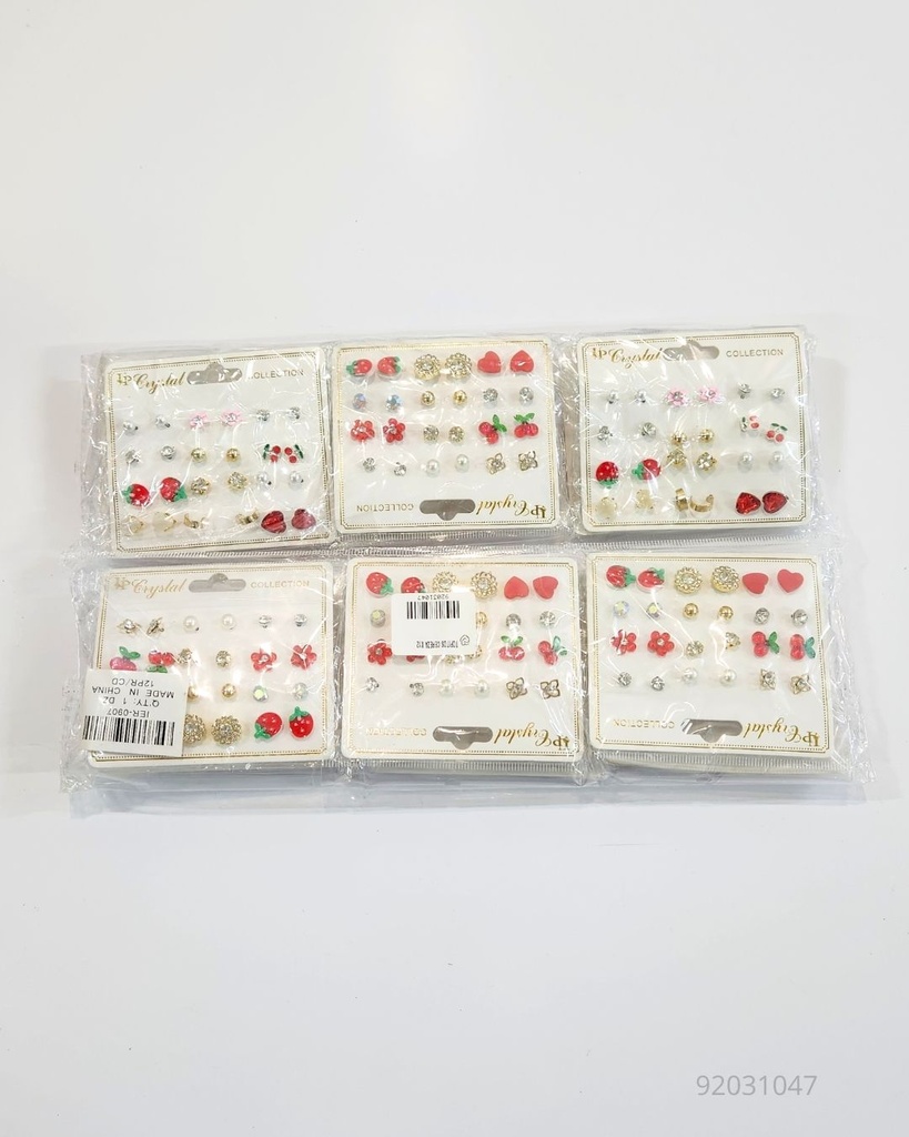 ZARCILLOS TOPITOS CEREZA SET DE 12