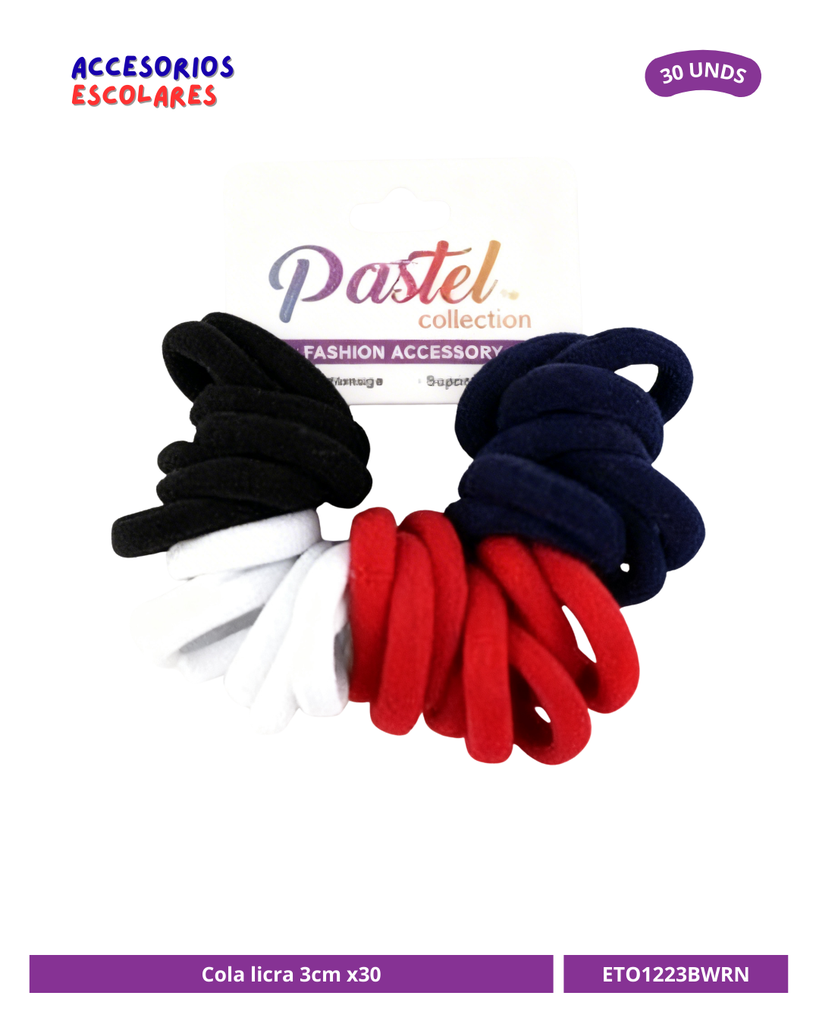 COLA LYCRA 3CM BALNCA Y NEGRA X30