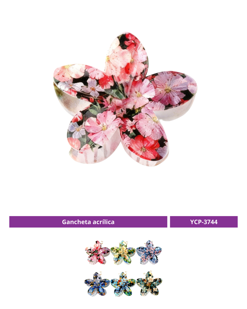 GANCHETA ACRILICA FLORES