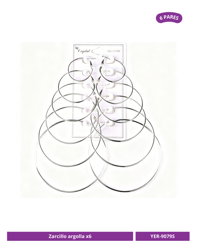 ZARCILLO ARGOLLA PLATEADA LISA X6