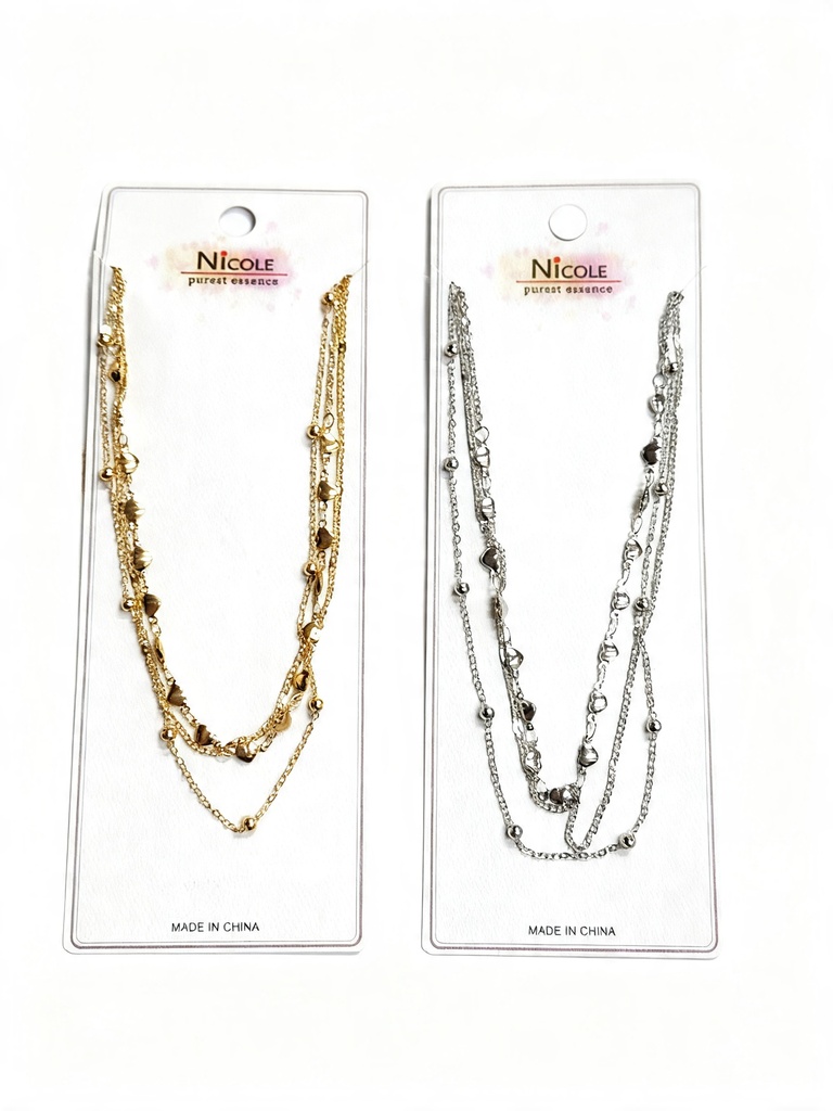 COLLAR CADENA CORAZONES X3