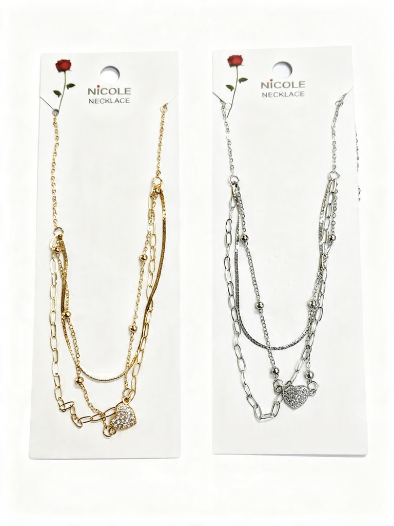 COLLAR CADENA CORAZON X3