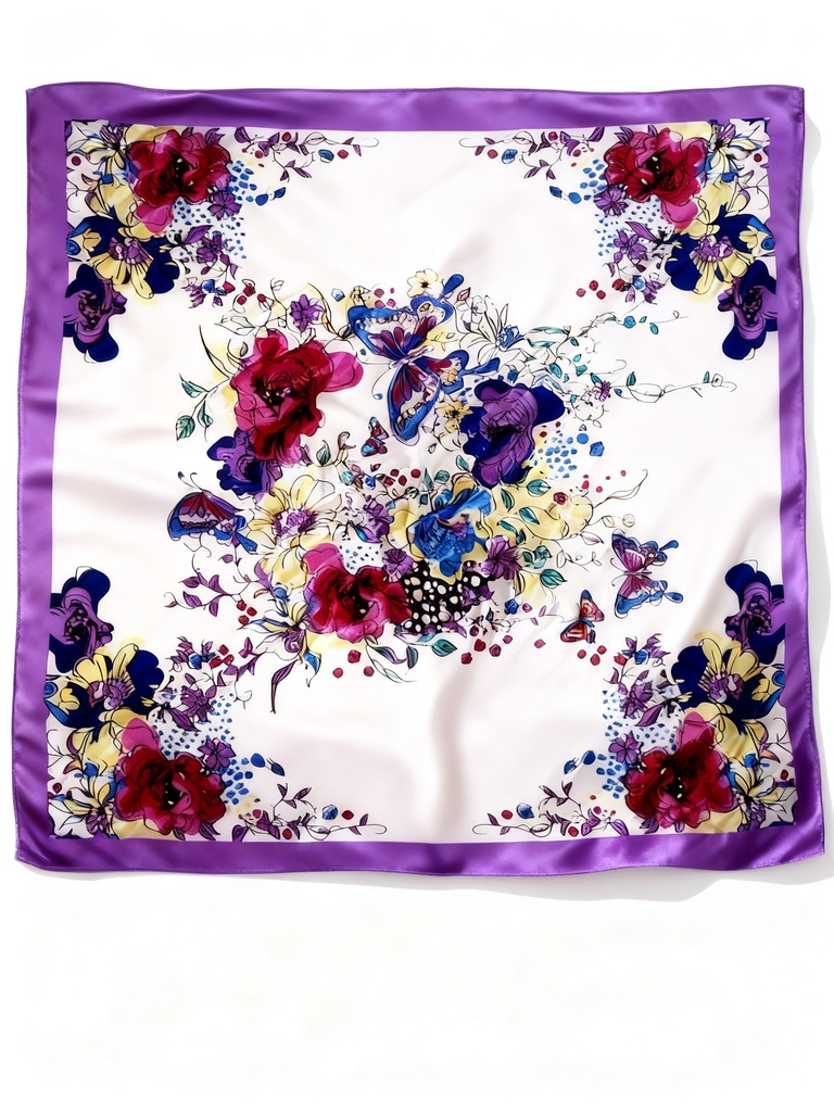 PAÑOLETA SEDA FLORES 50X50 CM