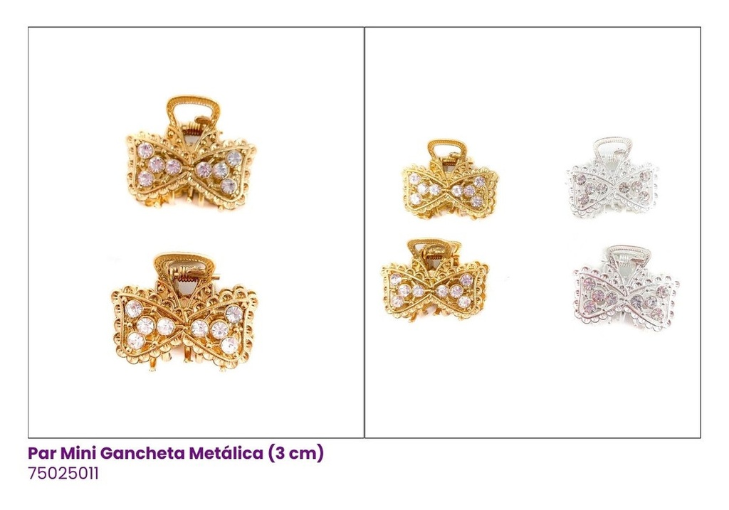 GANCHETAS METALICAS MINI LAZOS SET DE 2 PAR