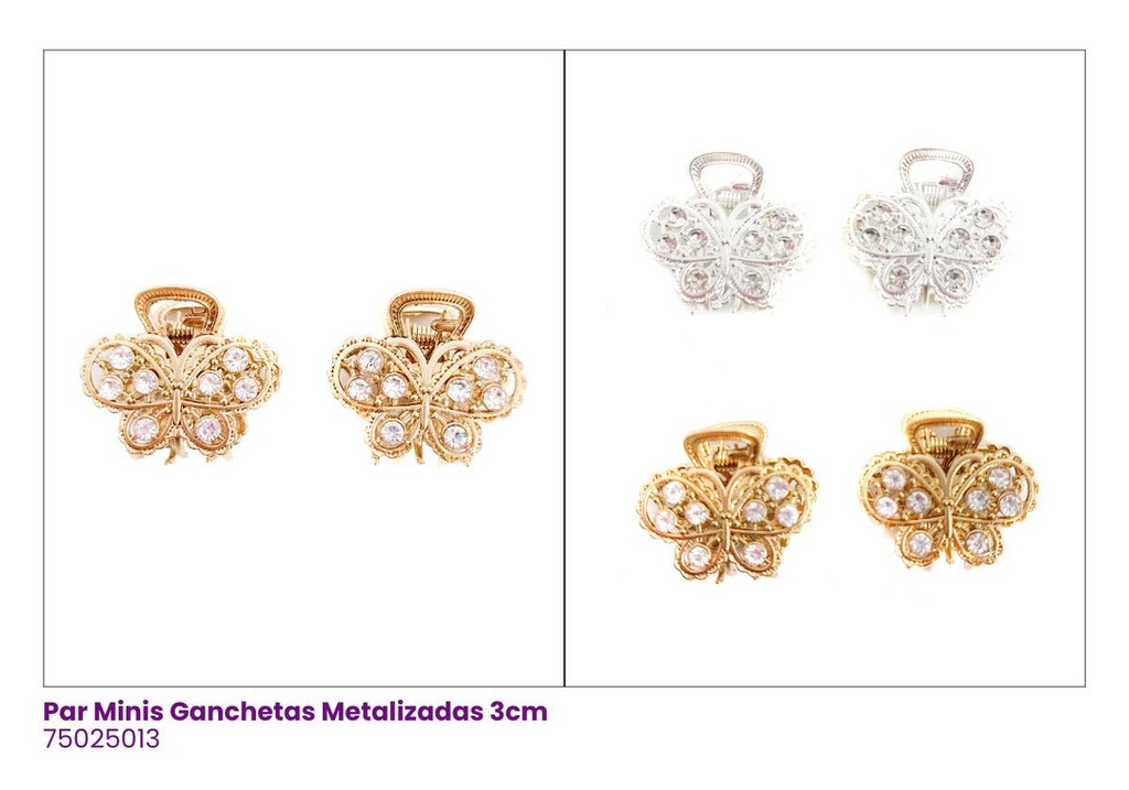 GANCHETAS METALICAS MINI MARIPOSA SET DE 2 PAR