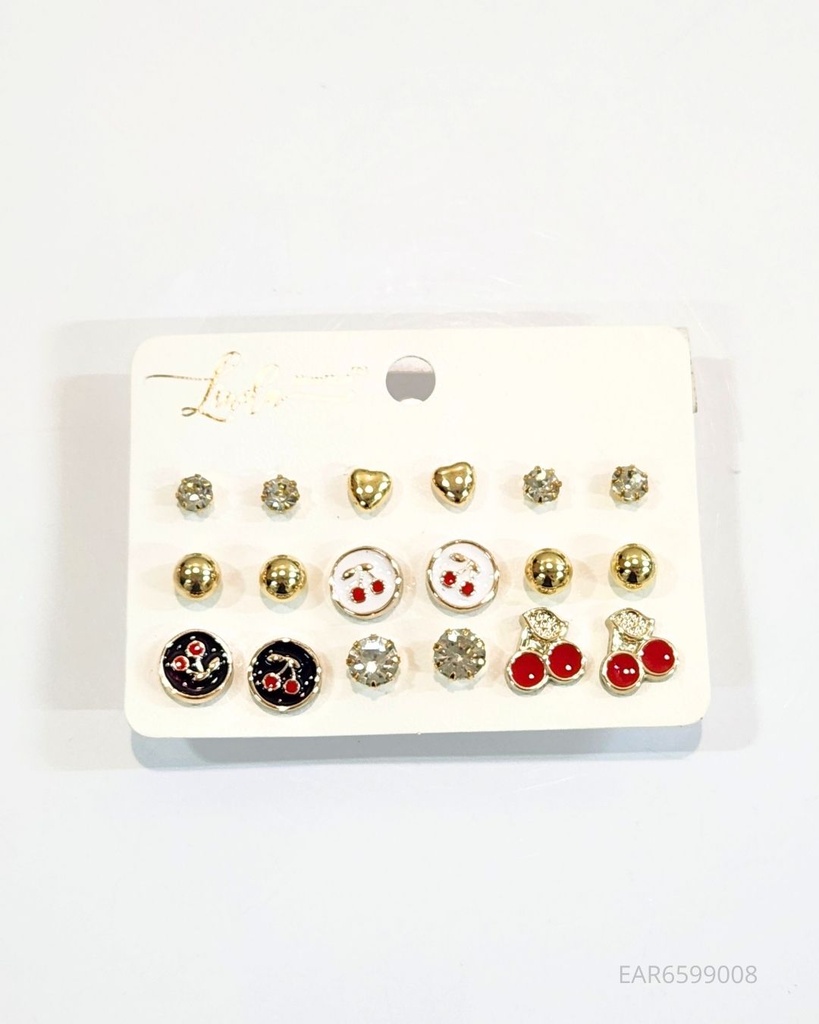 ZARCILLOS TOPITOS CEREZA SET DE 9