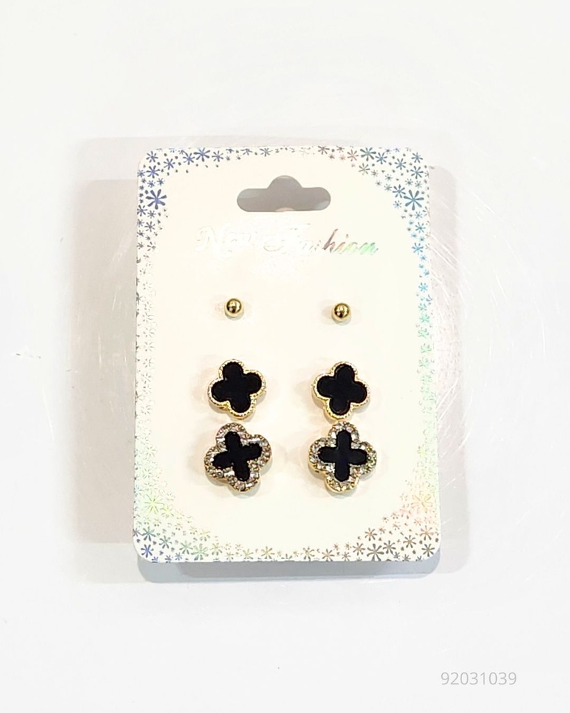 ZARCILLOS TOPITOS TREBOL SET DE 3