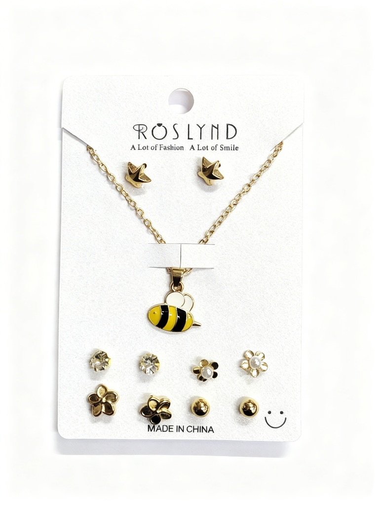 SET COLLAR Y TOPITOS NIÑA ABEJA