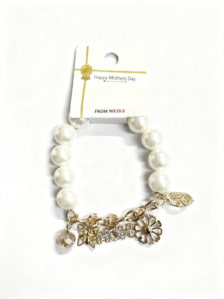 PULSERA PERLA FLORES MOM