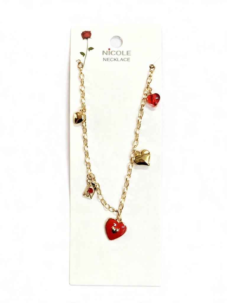 COLLAR CADENA CORAZON X3