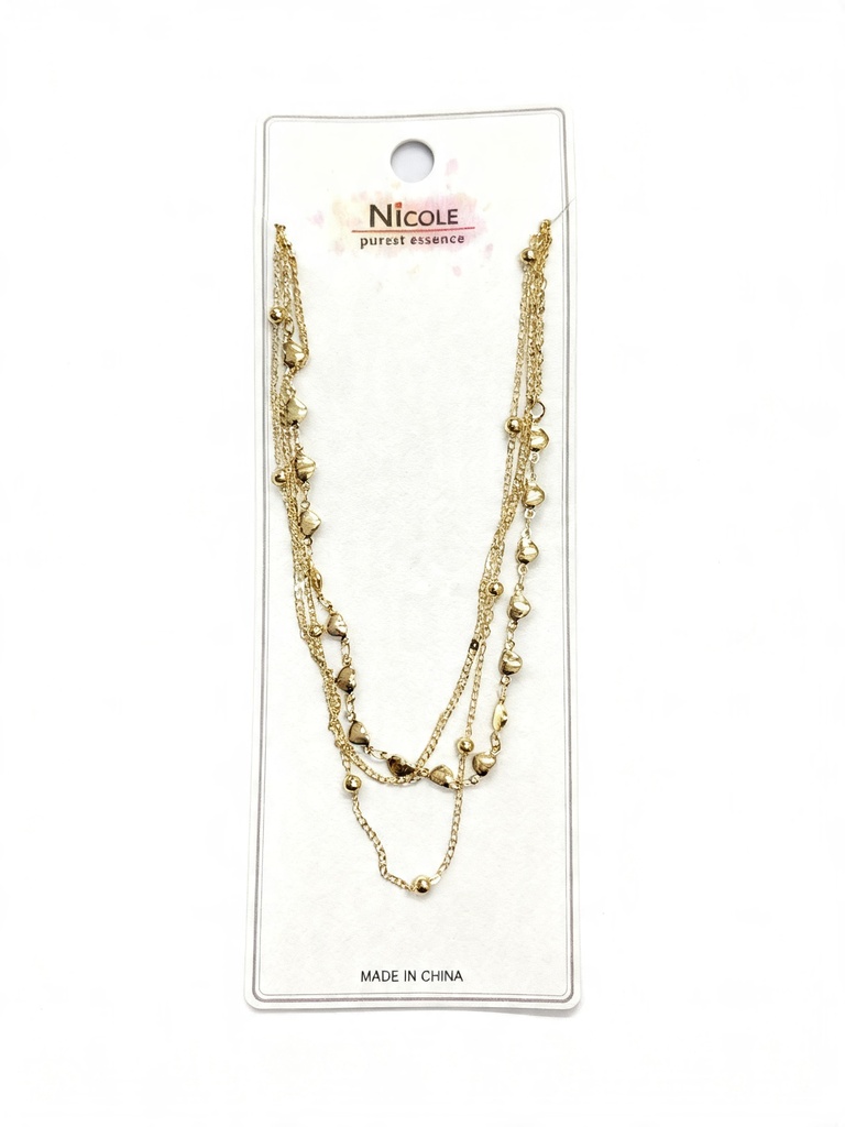COLLAR CADENA CORAZONES X3
