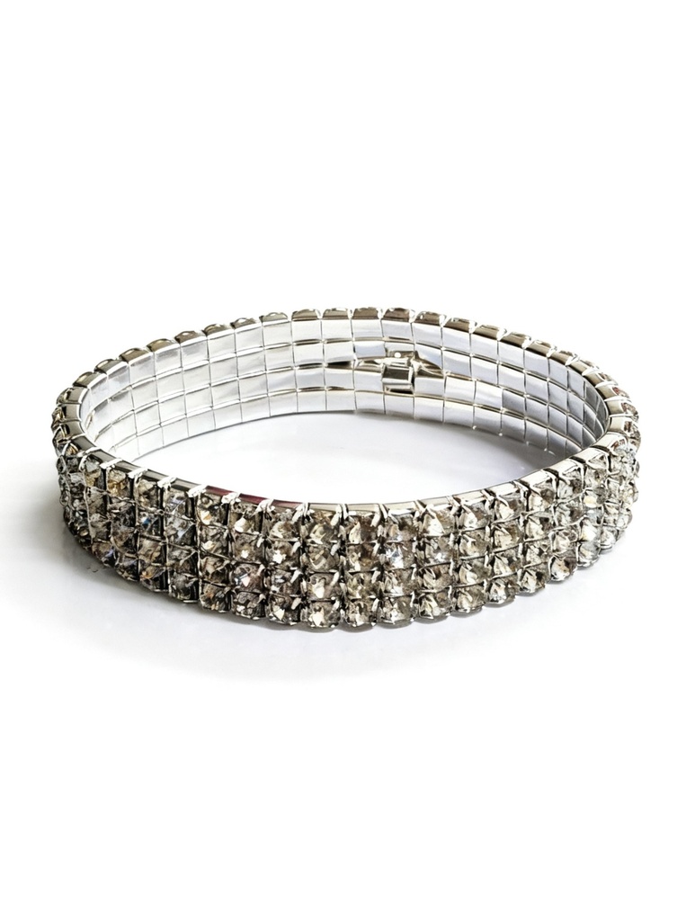 PULSERA STRASS PLATEADA