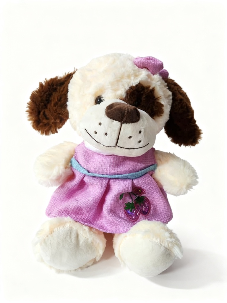 PELUCHE PERRA CON VESTIDO 30CM