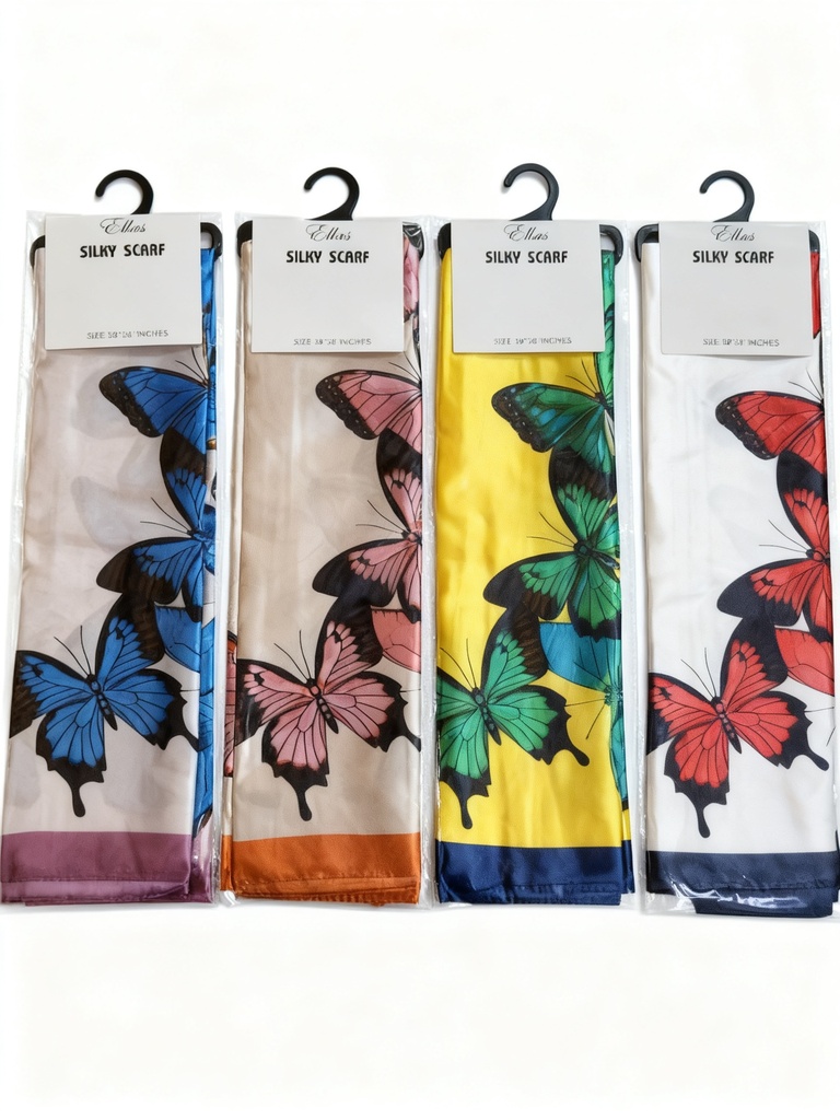 PAÑOLETA SEDA MARIPOSAS 96X96 CM