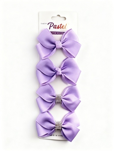 [ELC1432P] SET GANCHO LAZO COLOR PASTEL CON BRILLO X4