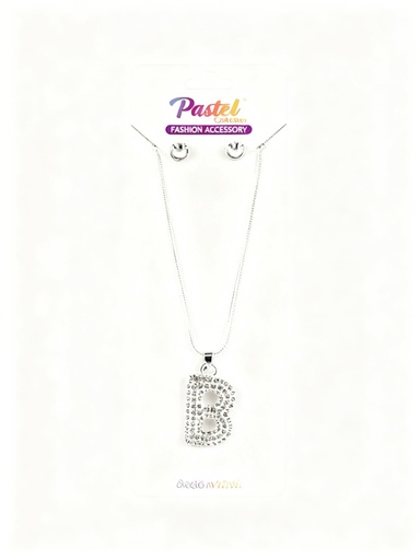 [ETNE0957S] COLLAR LETRAS BRILLANTE PLATEADO