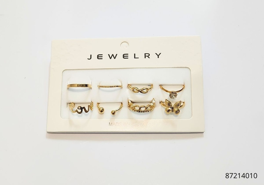 ANILLOS SET DE 8  MARIPOSA