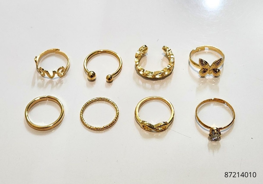 ANILLOS SET DE 8  MARIPOSA