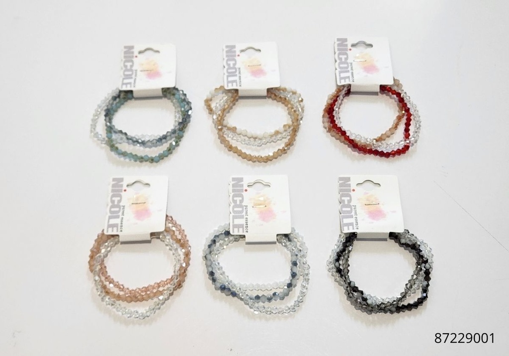 PULSERAS PIEDRAS COLORES SET DE 3