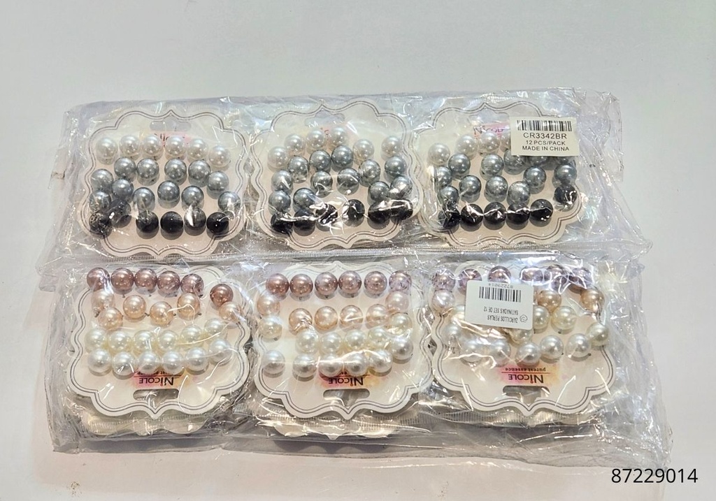 ZARCILLOS PERLAS SATINADAS SET DE 12