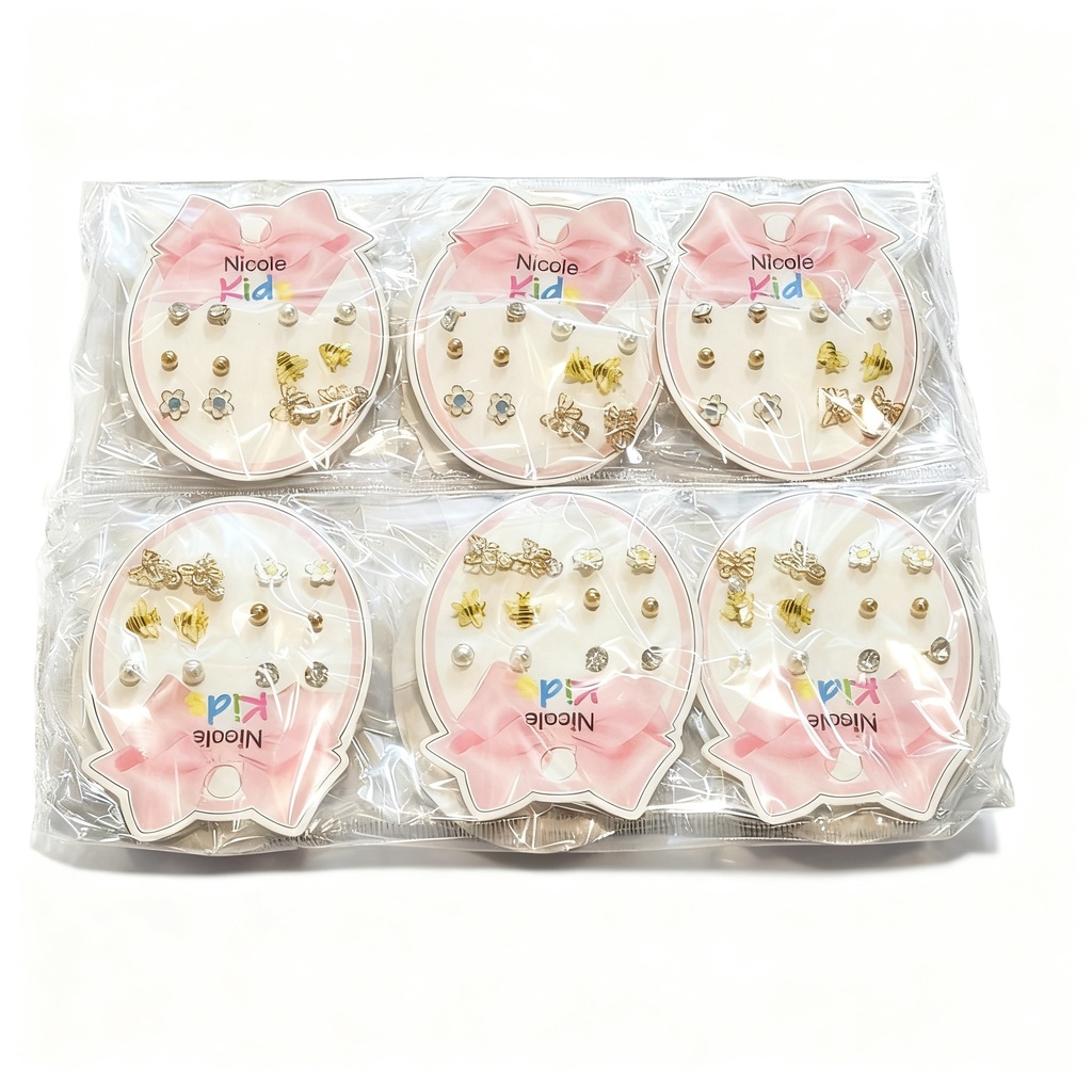 ZARCILLOS TOPITOS NIÑA SET DE 6 ABEJA