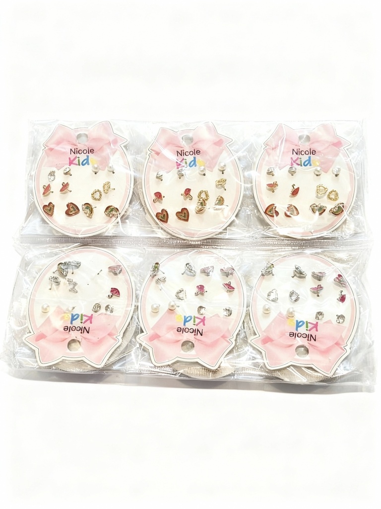 ZARCILLOS TOPITOS NIÑA SET 6 ARCOIRIS