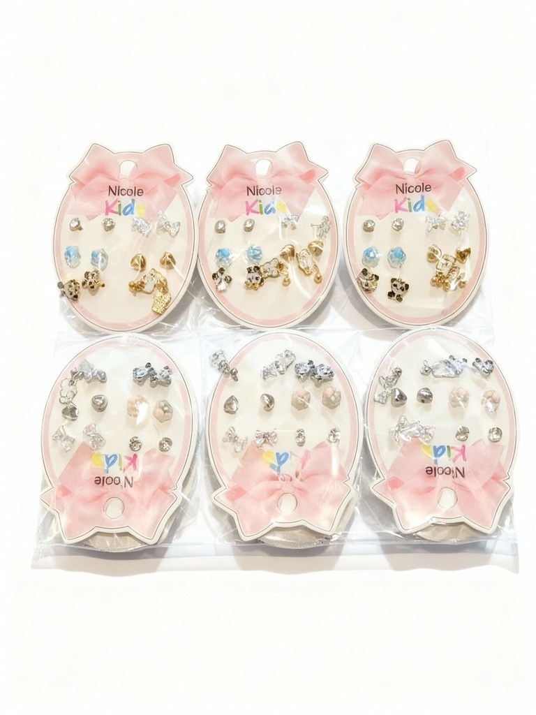 ZARCILLOS TOPITOS NIÑA SET DE 6 PANDA