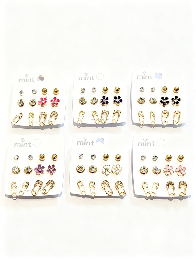 ZARCILLOS TOPITOS FLOR SET DE 6