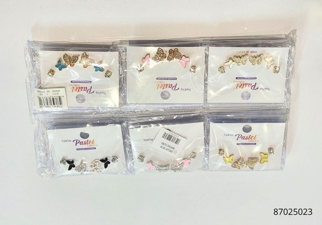 ZARCILLOS TOPITOS MARIPOSAS COLORES