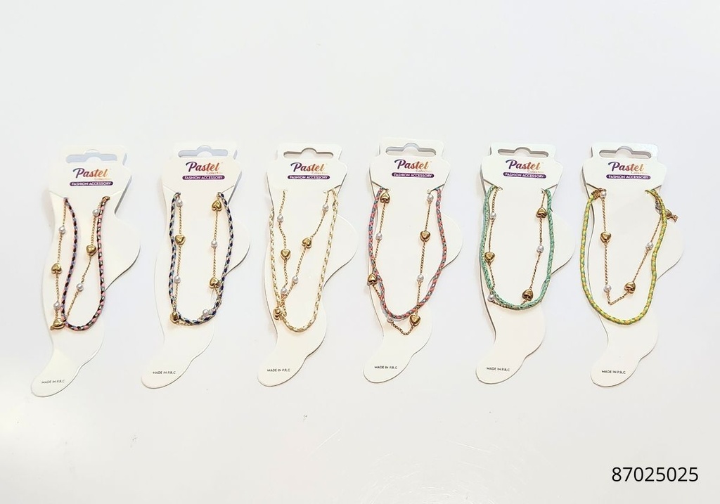 TOBILLERAS SET DE 2 CORAZON COLORES