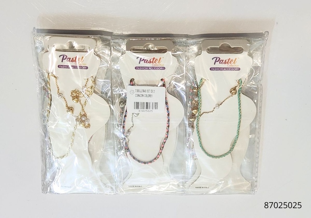 TOBILLERAS SET DE 2 CORAZON COLORES