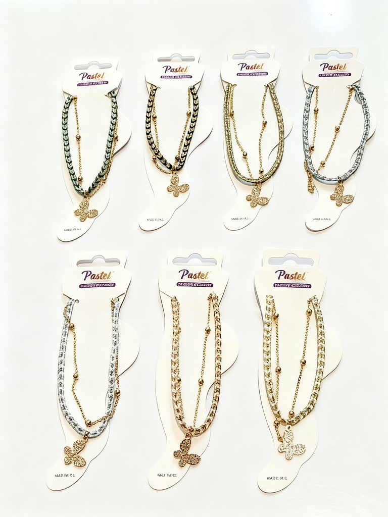 TOBILLERAS SET DE 2 MARIPOSA COLORES