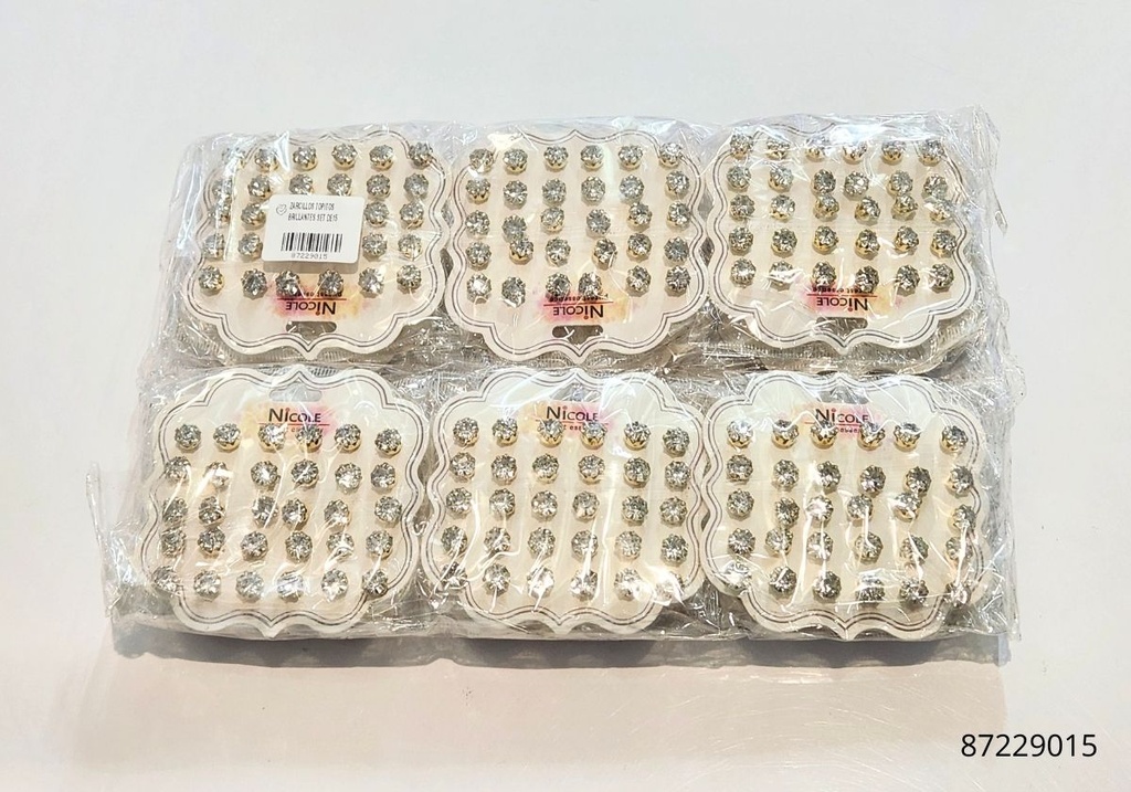 ZARCILLOS TOPITOS BRILLANTES SET DE15 
