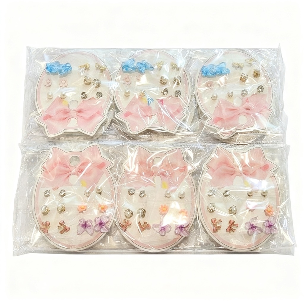 ZARCILLOS TOPITOS NIÑA SET DE 6 MARIPOSA