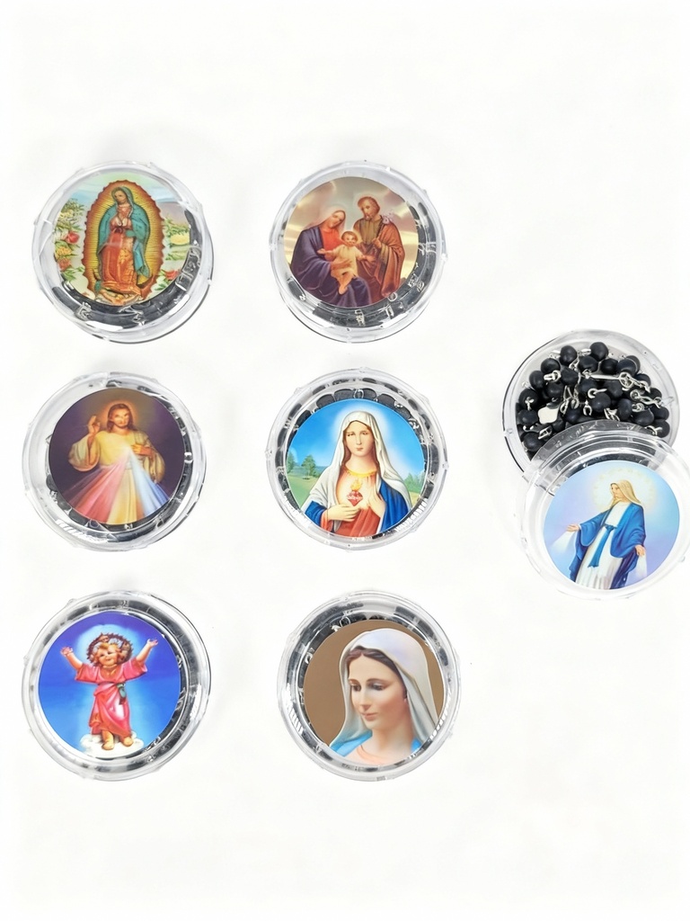 ROSARIOS ESTUCHE REDONDO NEGRO