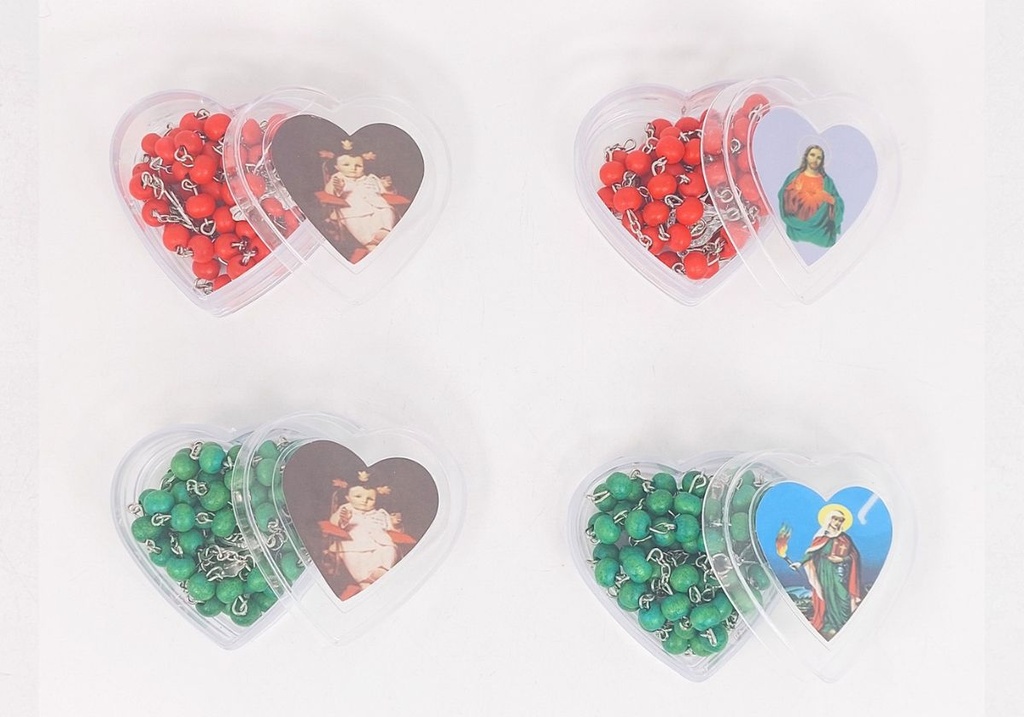 ROSARIOS ESTUCHE CORAZON COLORES
