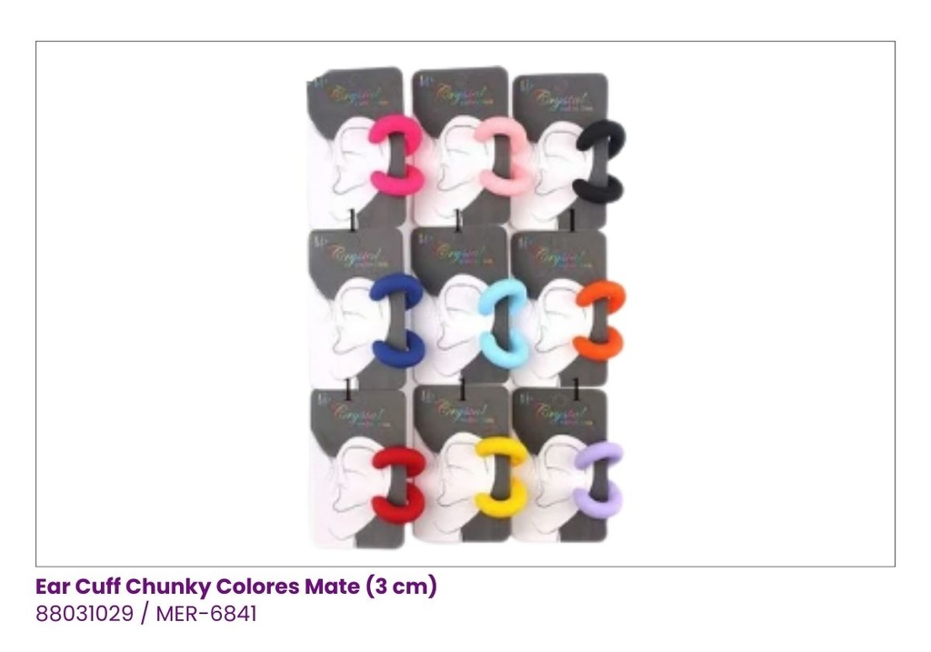 ZARCILLOS EAR CUFF COLORES LISO MATE