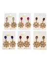 ZARCILLOS STRASS FLOR PIEDRA COLORES