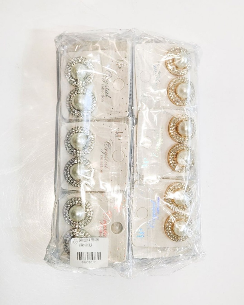 ZARCILLOS A PRESION CLIP STRASS PERLA