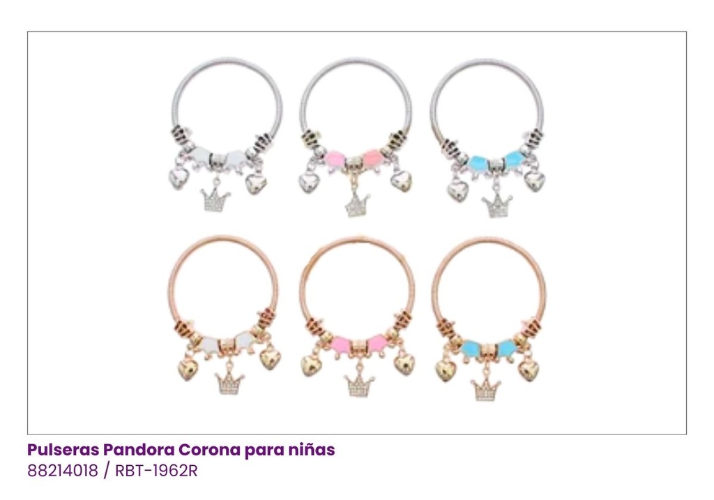 PULSERAS PANDORA PARA NIÑAS CORONA