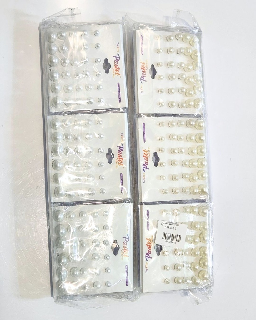 ZARCILLOS TOPITOS PERLAS SET DE 15