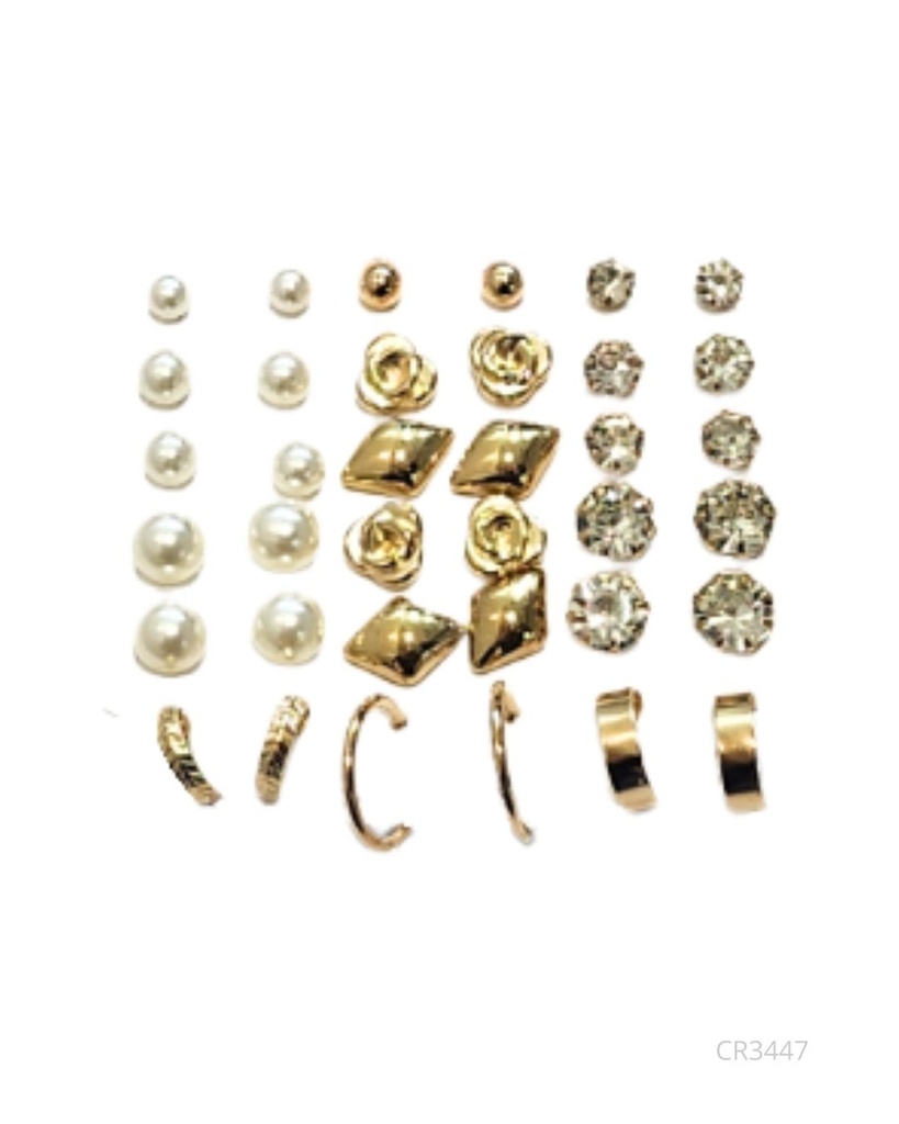 ZARCILLOS TOPITOS SET DE 18 PARES