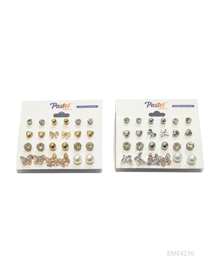 ZARCILLOS TOPITOS MARIPOSA SET DE 12