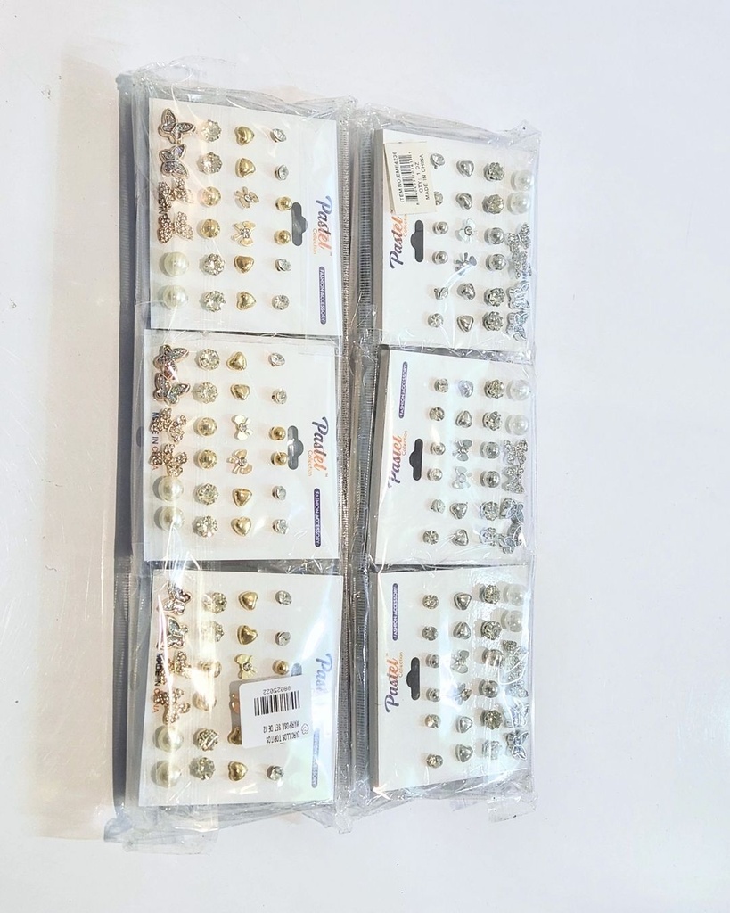 ZARCILLOS TOPITOS MARIPOSA SET DE 12
