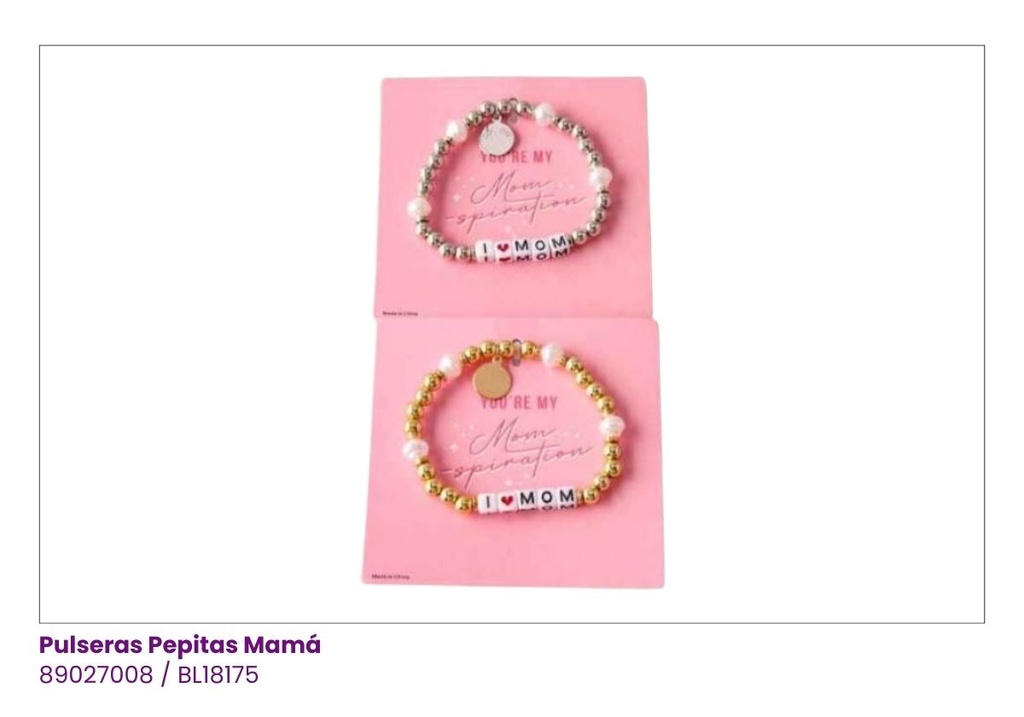 PULSERAS PEPITAS I LOVE MADRE