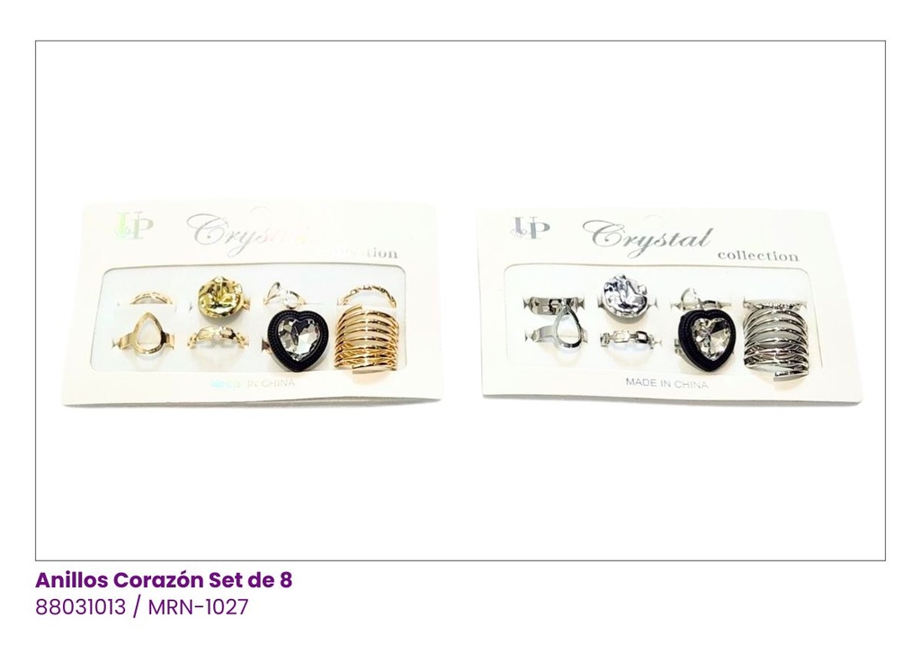 ANILLOS CORAZON SET DE 6