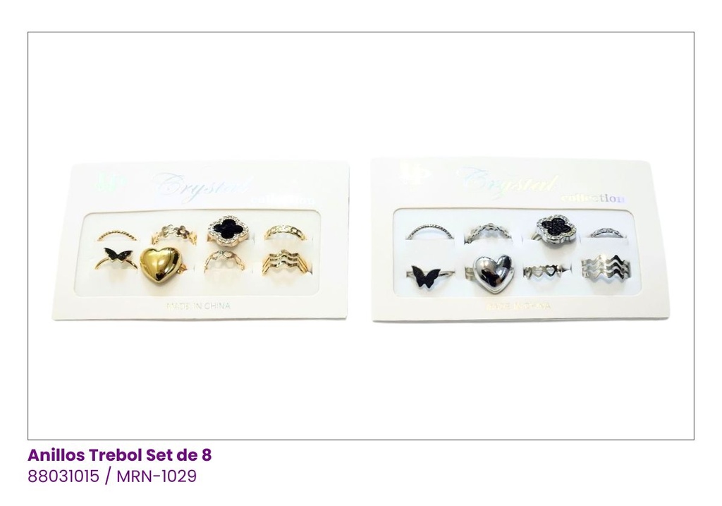 ANILLOS TREBOL SET DE 6