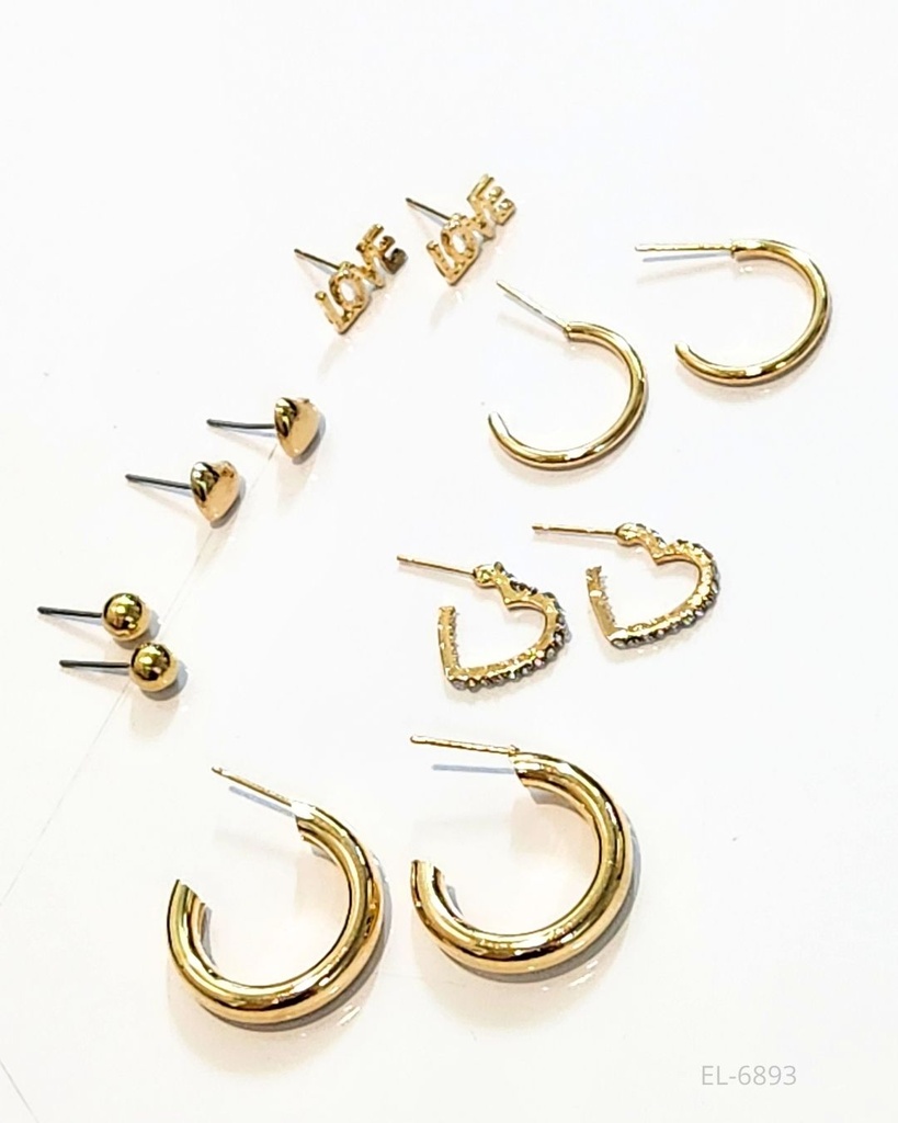 ZARCILLOS TOPITOS Y ARGOLLAS SET DE 6